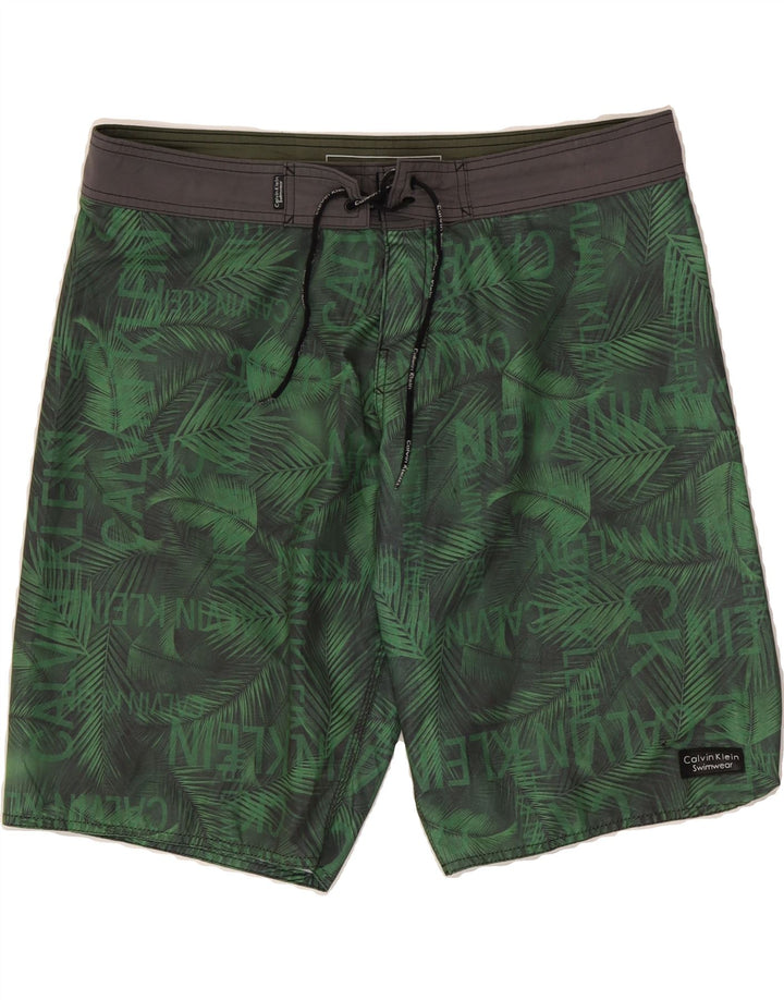CALVIN KLEIN Mens Graphic Swimwear XL Green Vintage Calvin Klein and Second-Hand Calvin Klein from Messina Hembry 