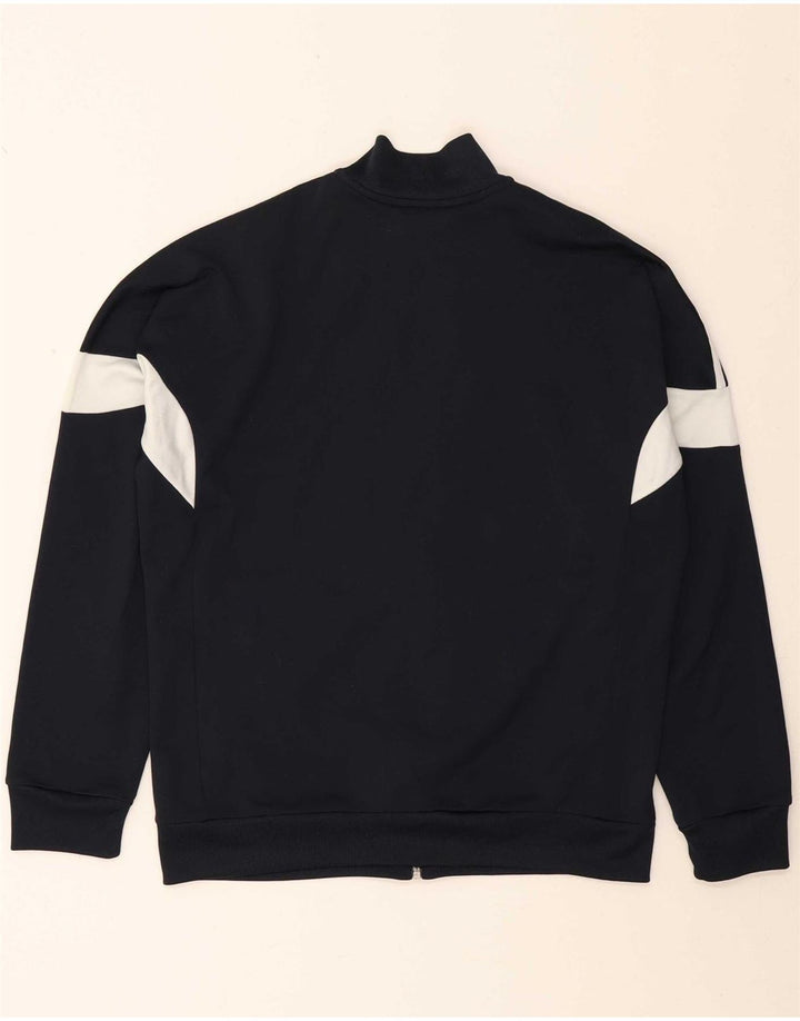 ADIDAS Boys Tracksuit Top Jacket 13-14 Years Navy Blue Colourblock