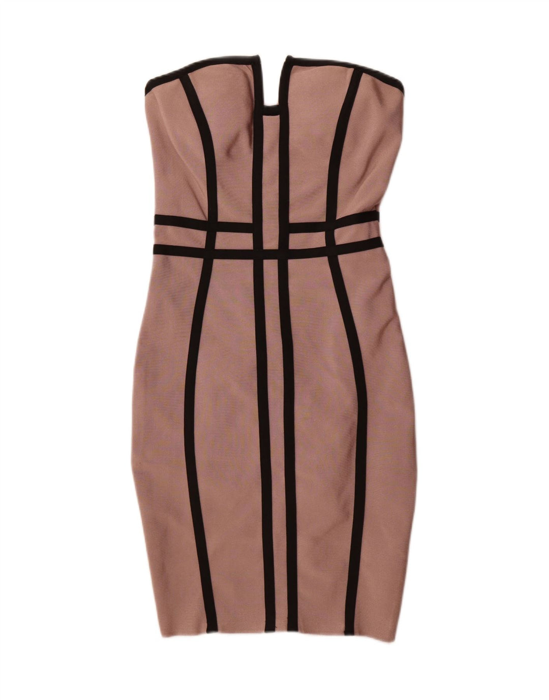 WOW COUTURE Womens Strapless Dress UK 8 Small Pink Striped Polyester