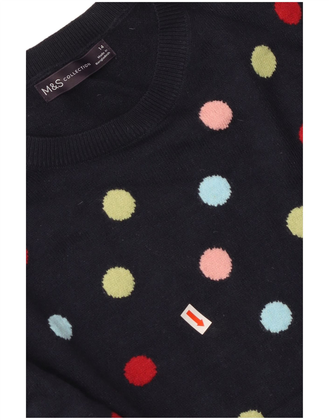 MARKS & SPENCER Dame sweater med rund hals DK 14 Medium Navy Blue