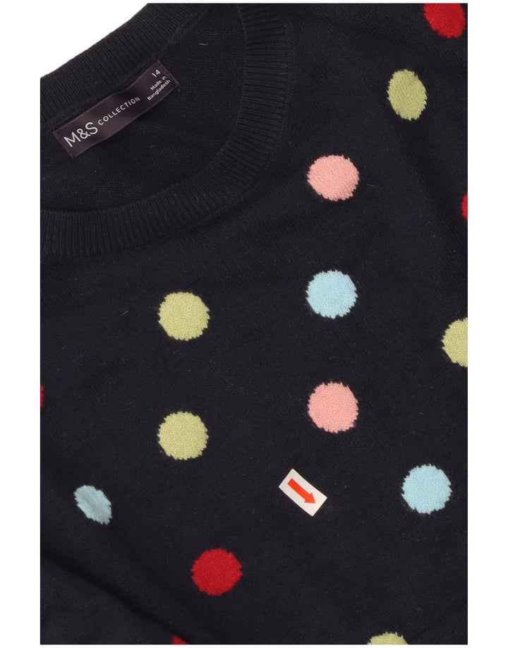 MARKS & SPENCER Dame sweater med rund hals DK 14 Medium Navy Blue
