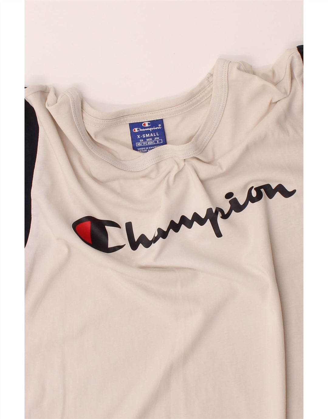 CHAMPION Mens Graphic T-Shirt Top XS White Colourblock Vintage Champion and Second-Hand Champion from Messina Hembry 