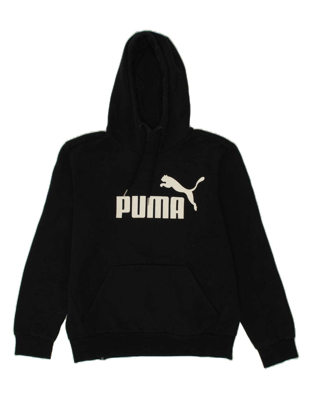 PUMA Mens Graphic Hoodie Jumper Small Black Cotton Vintage Puma and Second-Hand Puma from Messina Hembry 