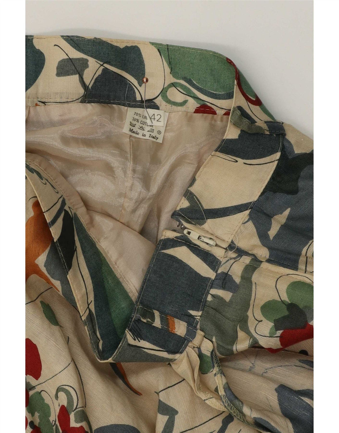 Vintage kvinders højtaljede A-linje nederdel IT 42 Medium W26 Flerfarvet