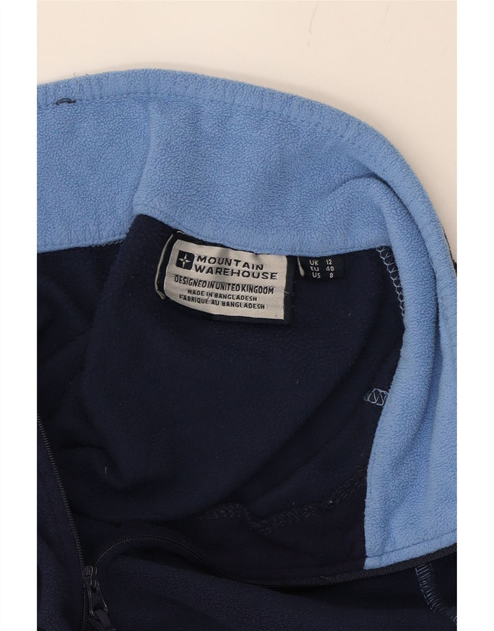 MOUNTAIN WAREHOUSE Womens Zip Neck Fleece Jumper UK 12 Medium  Navy Blue Vintage Mountain Warehouse and Second-Hand Mountain Warehouse from Messina Hembry 