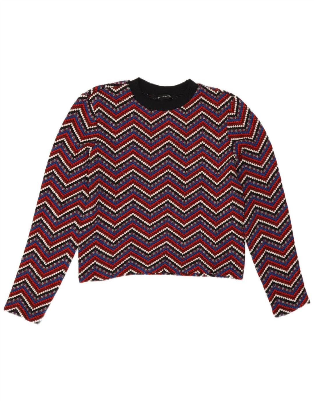 Zara Dame Jumper Sweater UK 12 Medium Flerfarvet Chevron