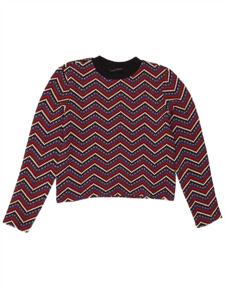 Zara Dame Jumper Sweater UK 12 Medium Flerfarvet Chevron