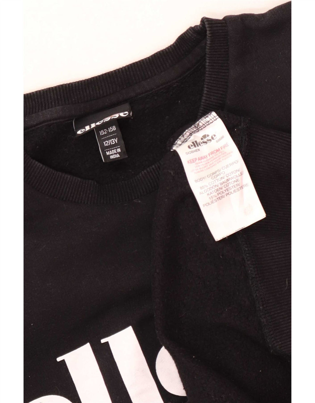 Ellesse Boys Grafisk Sweatshirt Jumper 12-13 År Sort Bomuld