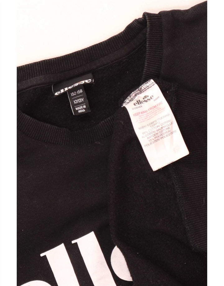 Ellesse Boys Grafisk Sweatshirt Jumper 12-13 År Sort Bomuld