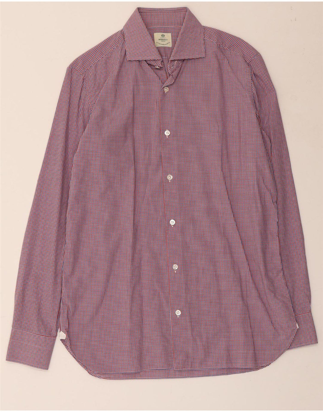 BORRELLI Herreskjorte str. 39 15 1/2 Medium Flerfarvet ternet bomuld