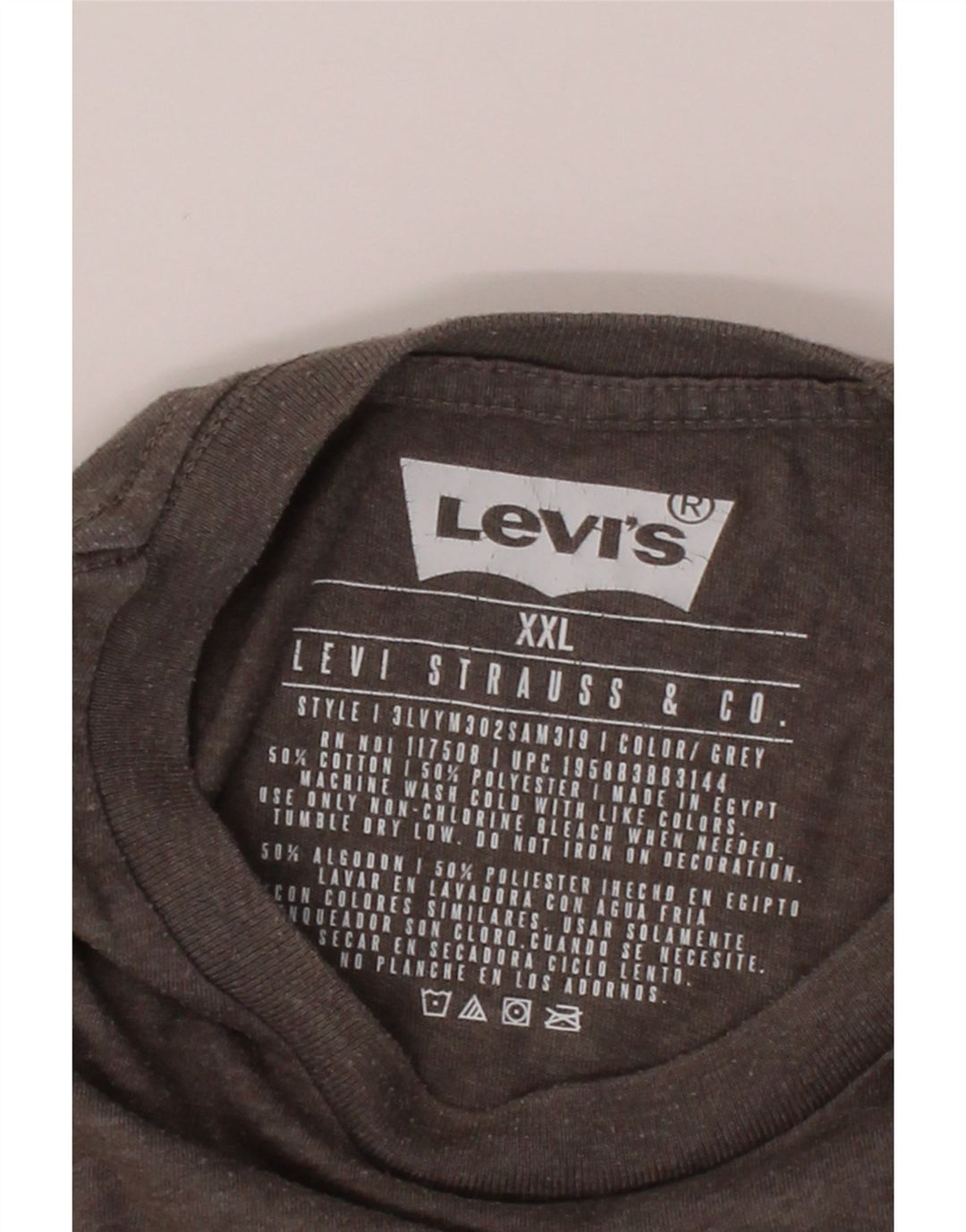 LEVI'S Mens Graphic T-Shirt Top 2XL Grey Cotton Vintage Levi's and Second-Hand Levi's from Messina Hembry 