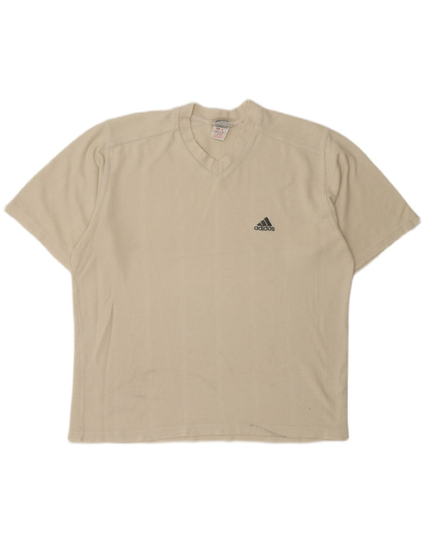 ADIDAS Herre T-Shirt Top UK 40/42 Medium Beige Bomuld