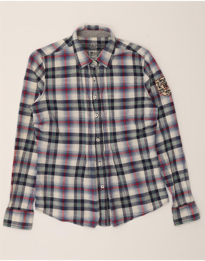 Napapijri Dame grafisk flannel skjorte UK 14 Stor flerfarvet ternet