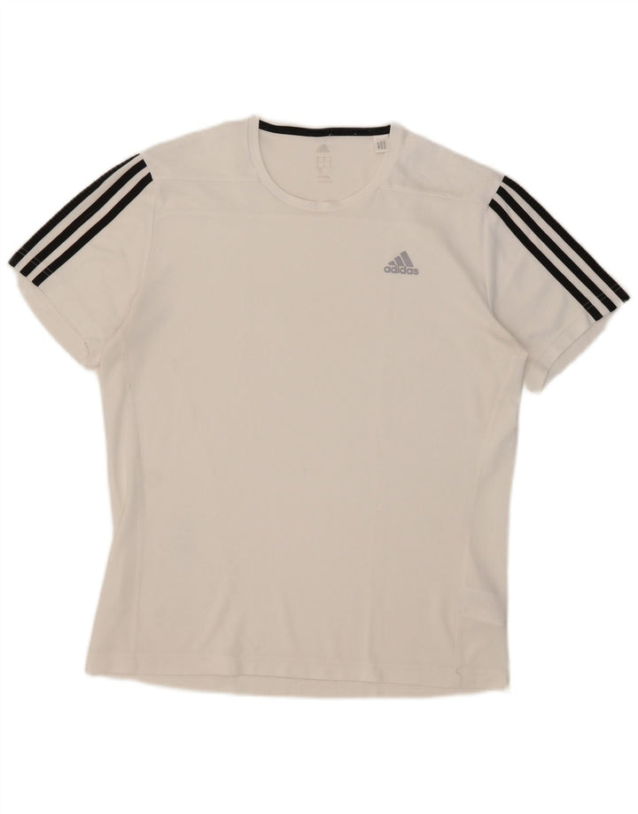 Adidas Herre Climalite T-Shirt Top Medium White Polyester