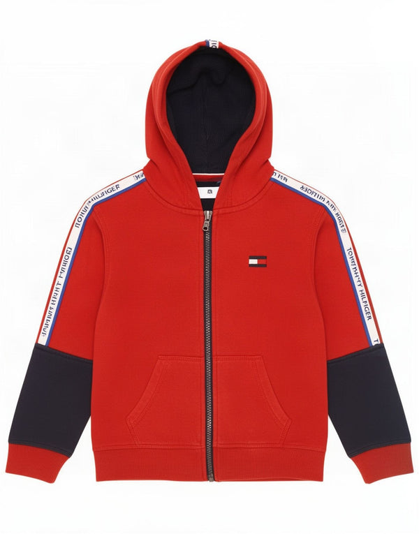 Tommy Hilfiger drenge grafisk hættetrøje med lynlås 2-3 år Rød Colourblock