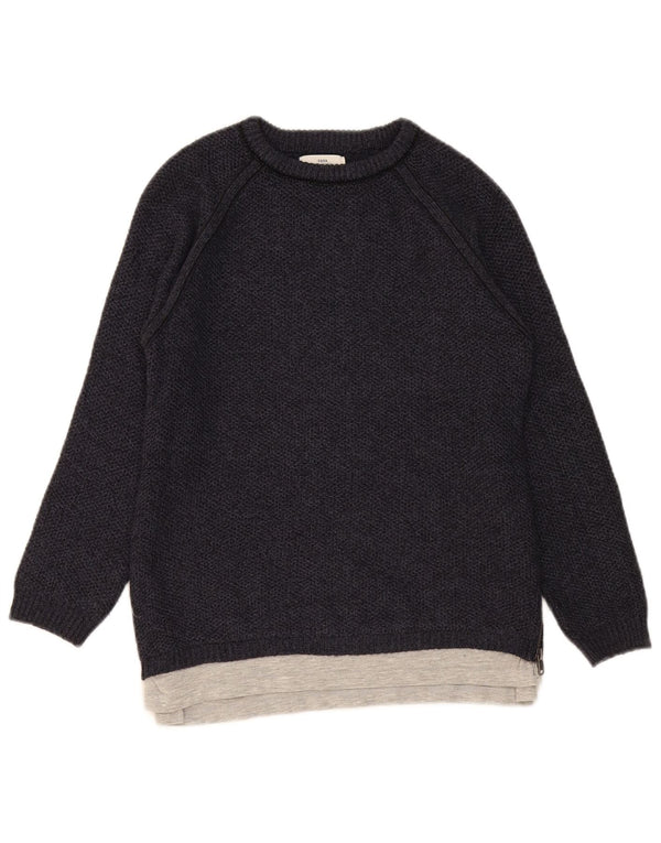 Zara Boys Boat Neck sweater 9-10 år Navy Blue Colourblock Akryl