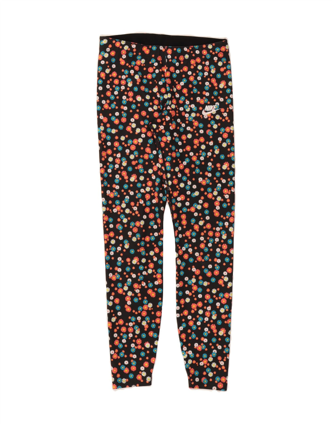 NIKE Womens Leggings UK 12 Medium  Black Floral Polyester Vintage Nike and Second-Hand Nike from Messina Hembry 