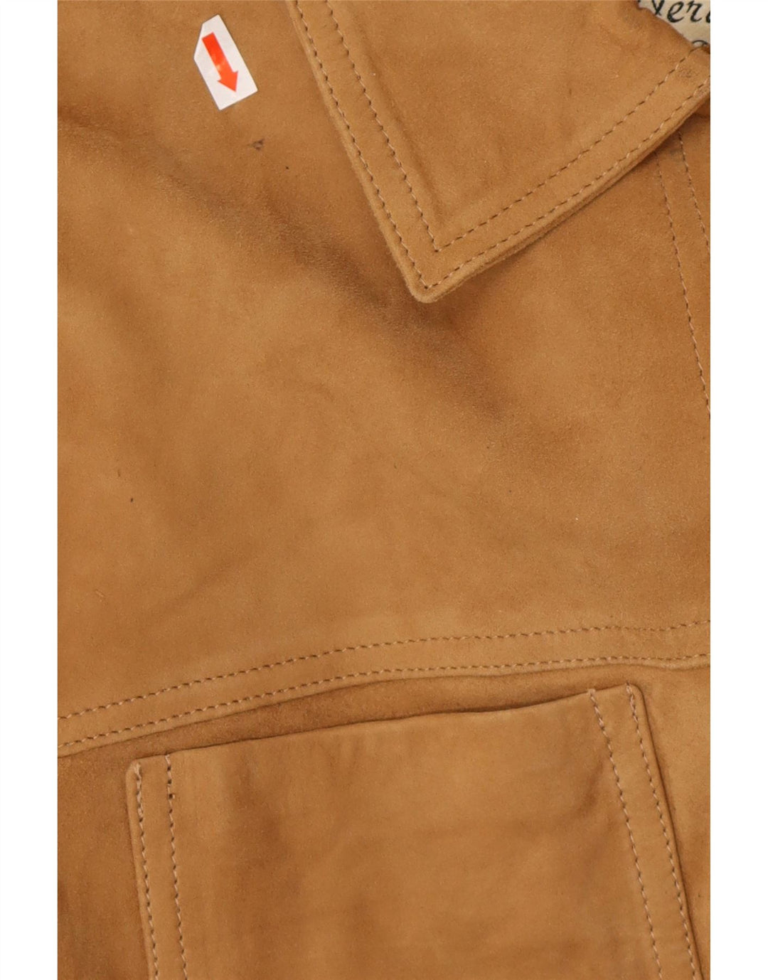 VINTAGE Dame Loose Fit ruskindsjakke UK 18 XL brunt læder