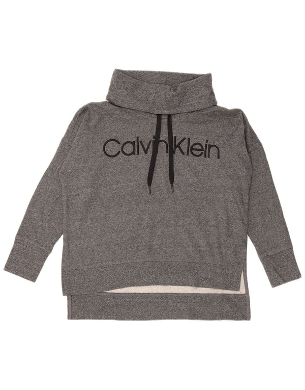 CALVIN KLEIN Dame Oversized Grafisk Sweatshirt Jumper UK 14 Medium Grey
