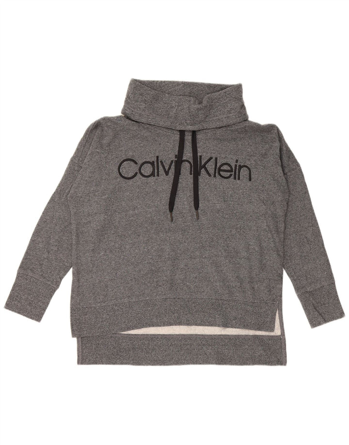 CALVIN KLEIN Dame Oversized Grafisk Sweatshirt Jumper UK 14 Medium Grey