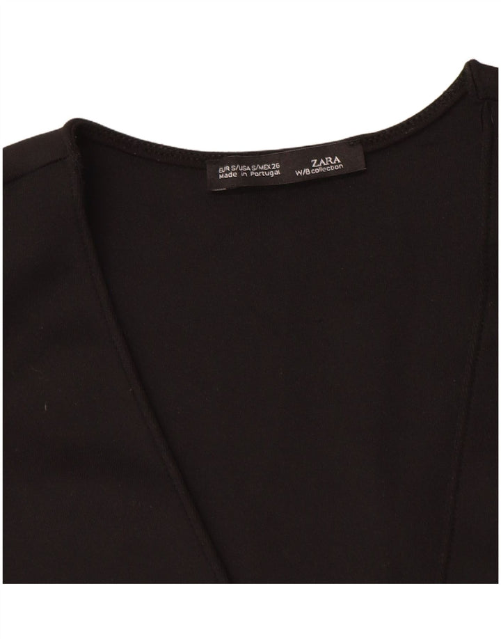 Zara Womens Crop ærmeløs bluse Top UK 8 Small Black