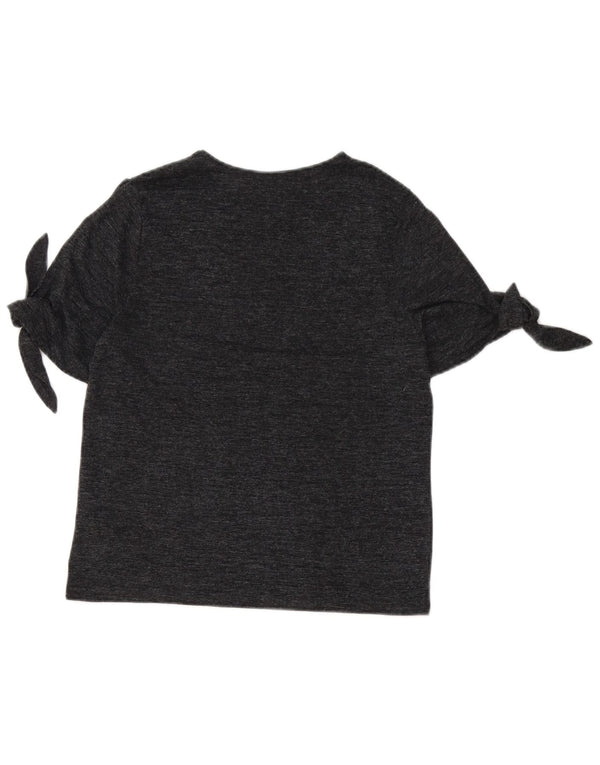 Zara Dame T-Shirt Top UK 12 Medium Grey Flecked Polyester