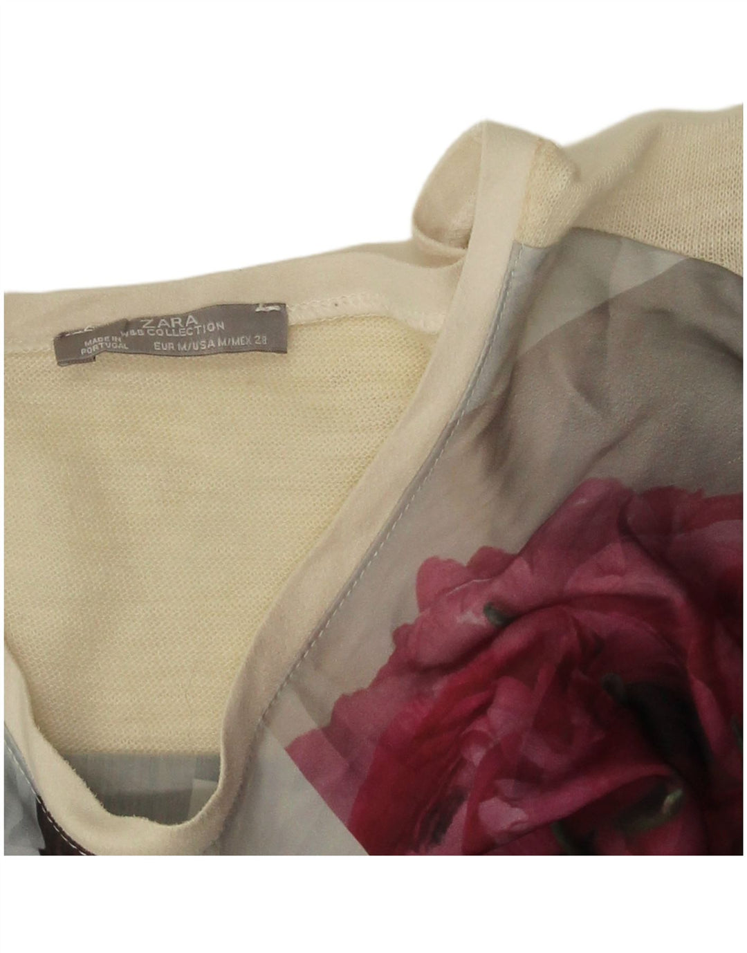 Zara Dame Top 3/4 ærmer UK 14 Medium Beige Floral