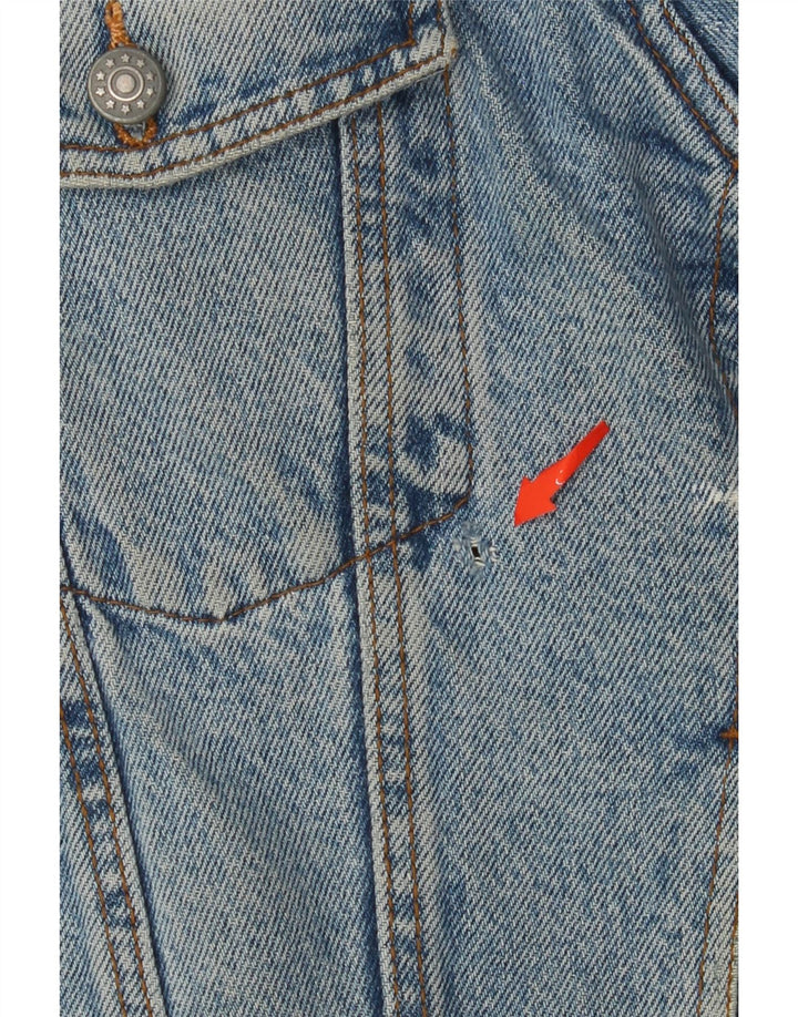 VINTAGE Herre Denim Sherpa Jacket UK 41 XL Blå Bomuld