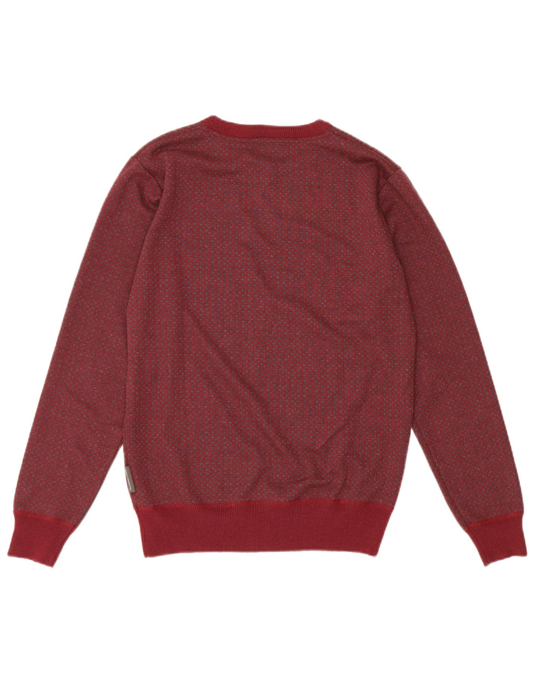 French Connection Herre Crew Neck Jumper Sweater Medium Burgundy plettet