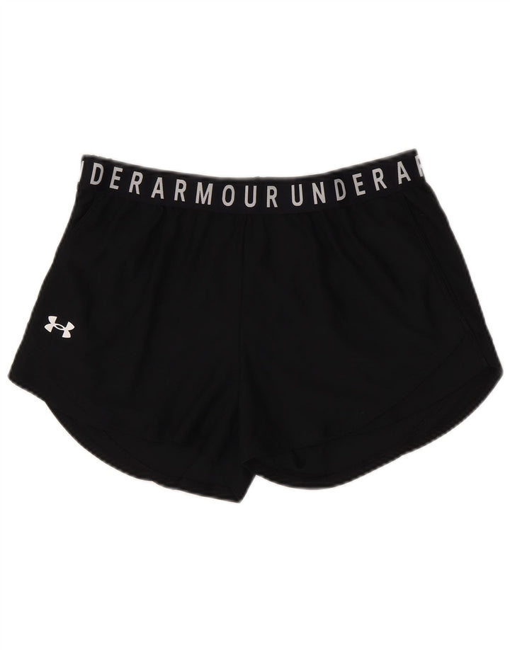 UNDER ARMOUR Dame Heat Gear Graphic Sports Shorts UK 14 Large Black