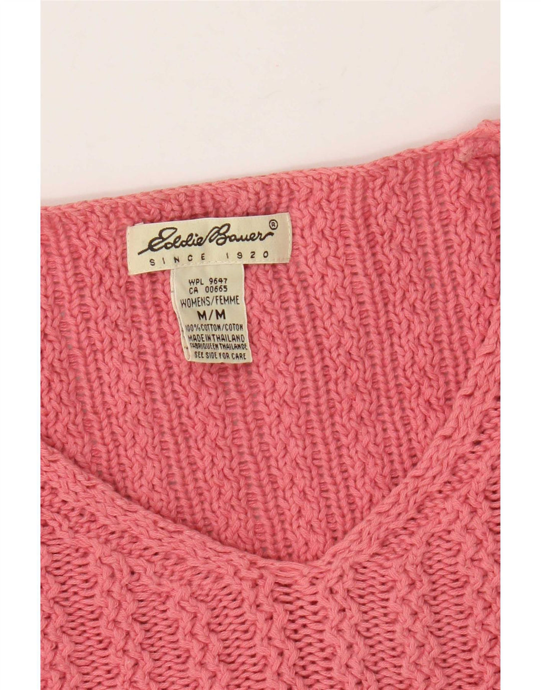 Eddie Bauer Dame Oversized V-hals sweater UK 14 Medium Pink Bomuld