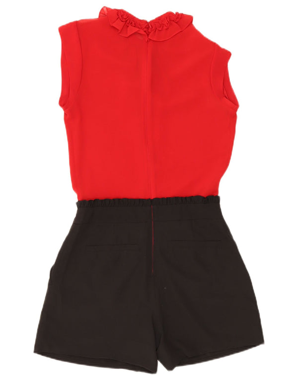Ted Baker Dame Flæse Front Playsuit Størrelse 0 2XS Rød Colourblock Polyester