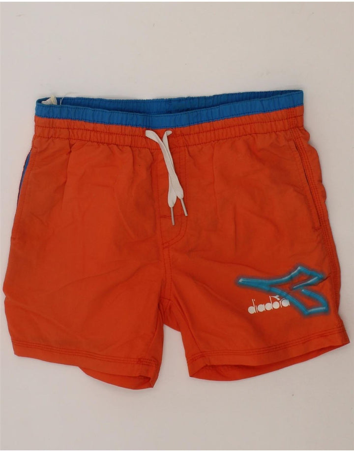 DIADORA Boys Swimming Shorts 7-8 Years Medium Orange Colourblock Nylon Vintage Diadora and Second-Hand Diadora from Messina Hembry 