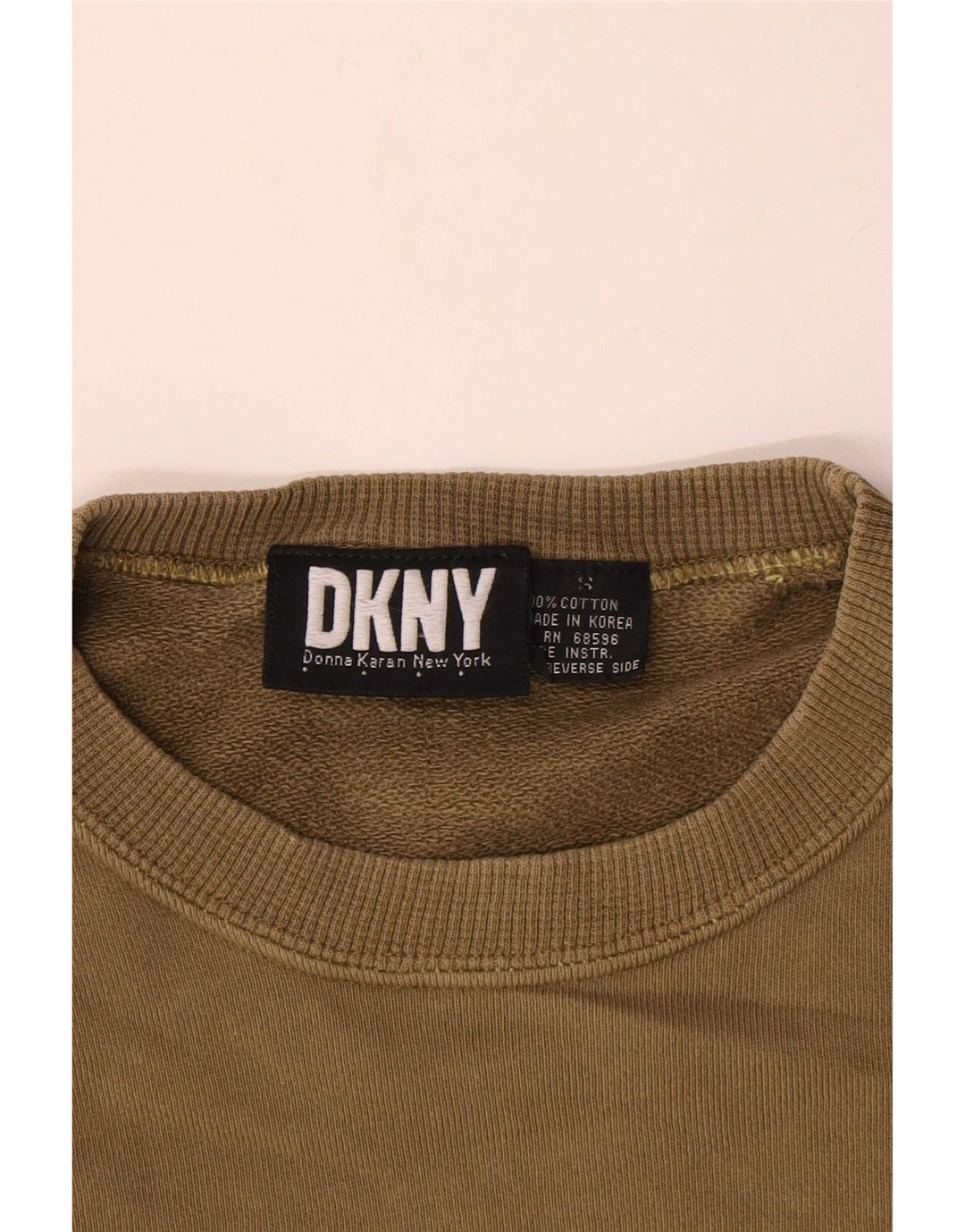 Dkny Herre Loose Fit Sweatshirt Jumper Small Khaki Bomuld