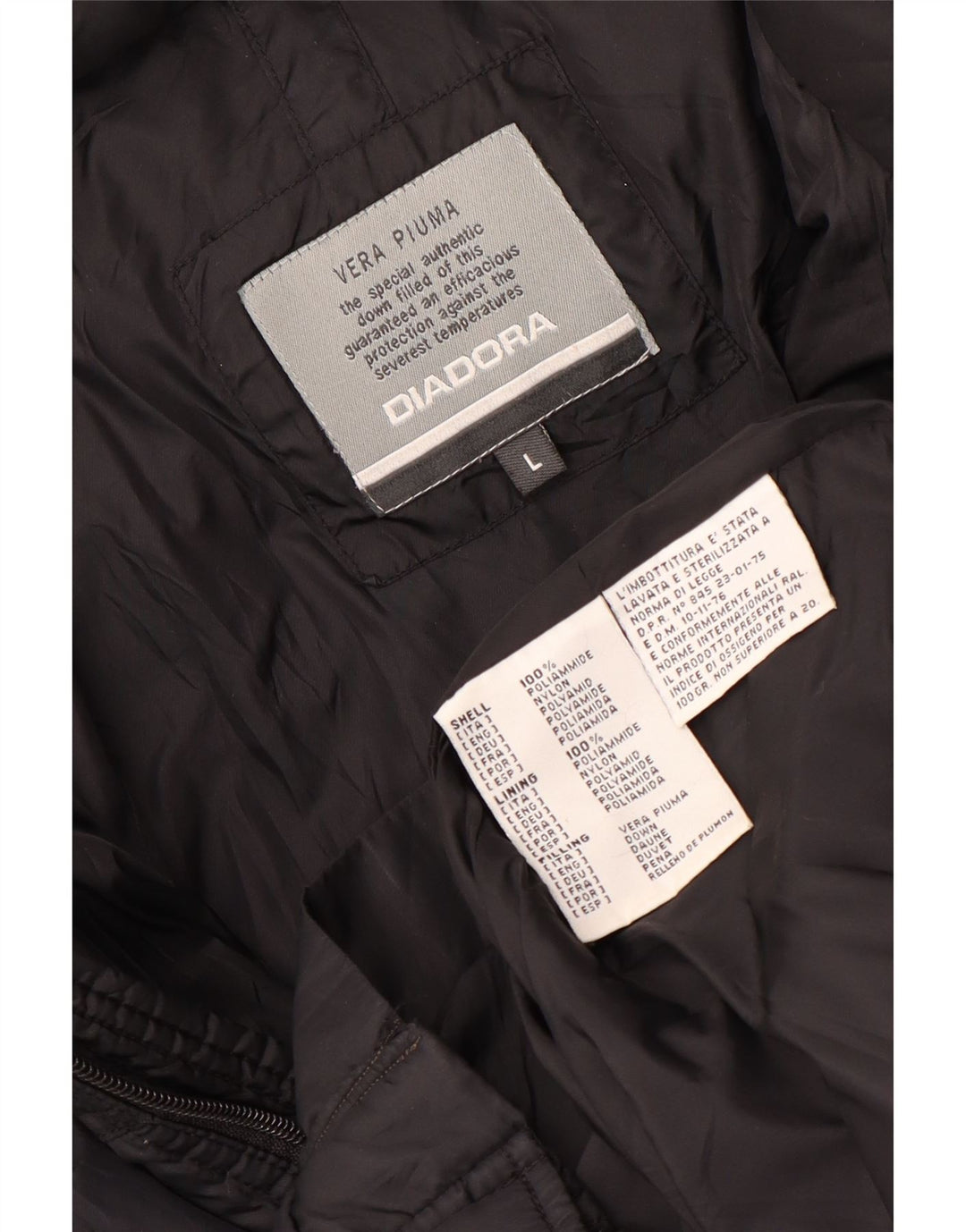 Diadora herre polstret jakke UK 40 Stor sort nylon