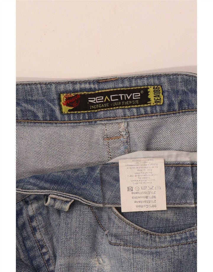 Vintage Kvinders Distressed Mini Denim Nederdel W31 Medium Blue Bomuld