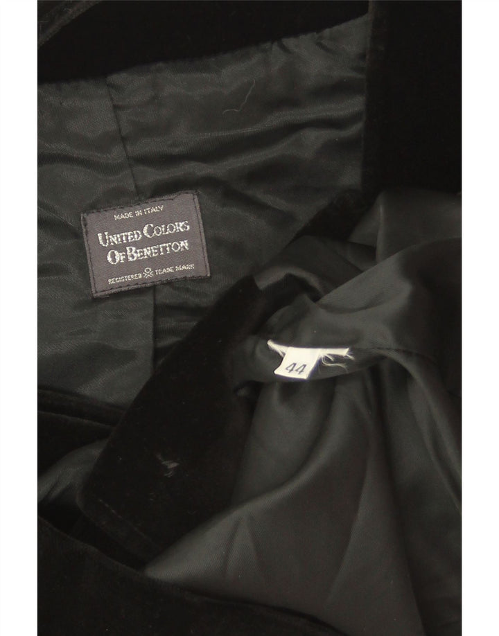 Benetton Dame 4 Button Velvet Blazer Jacket IT 44 Medium Sort