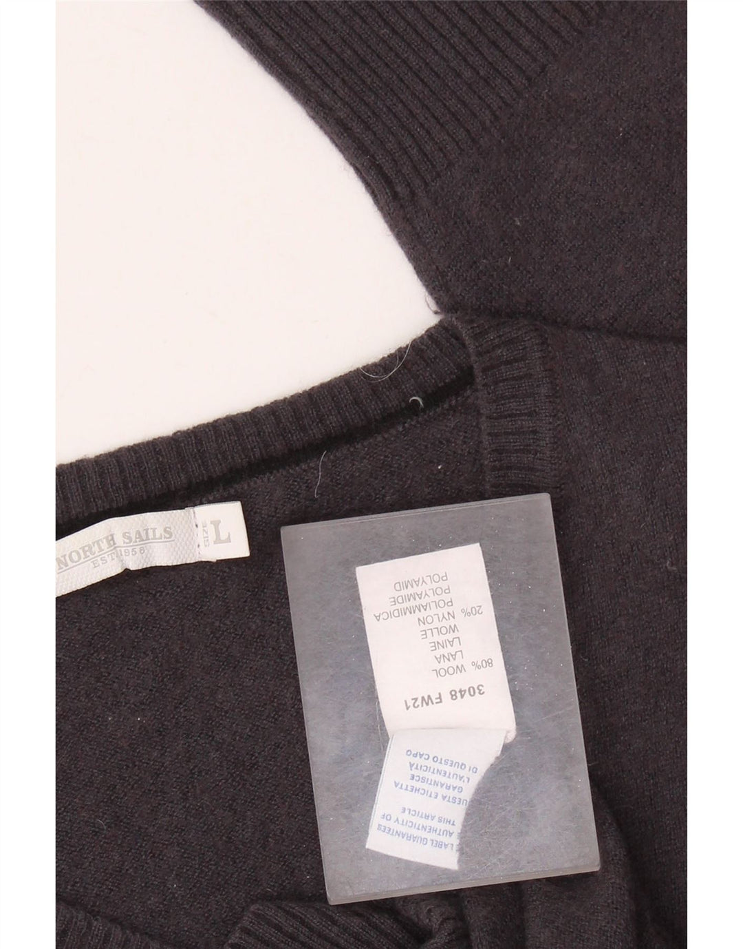 NORTH SAILS Dame V-hals sweater UK 14 Stor Grå Uld