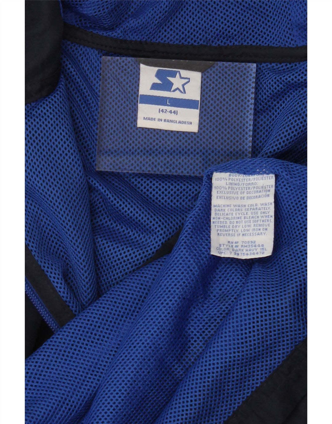 STARTER Mens Hooded Rain Jacket Size 42/44 Large Navy Blue Polyester Vintage Starter and Second-Hand Starter from Messina Hembry 