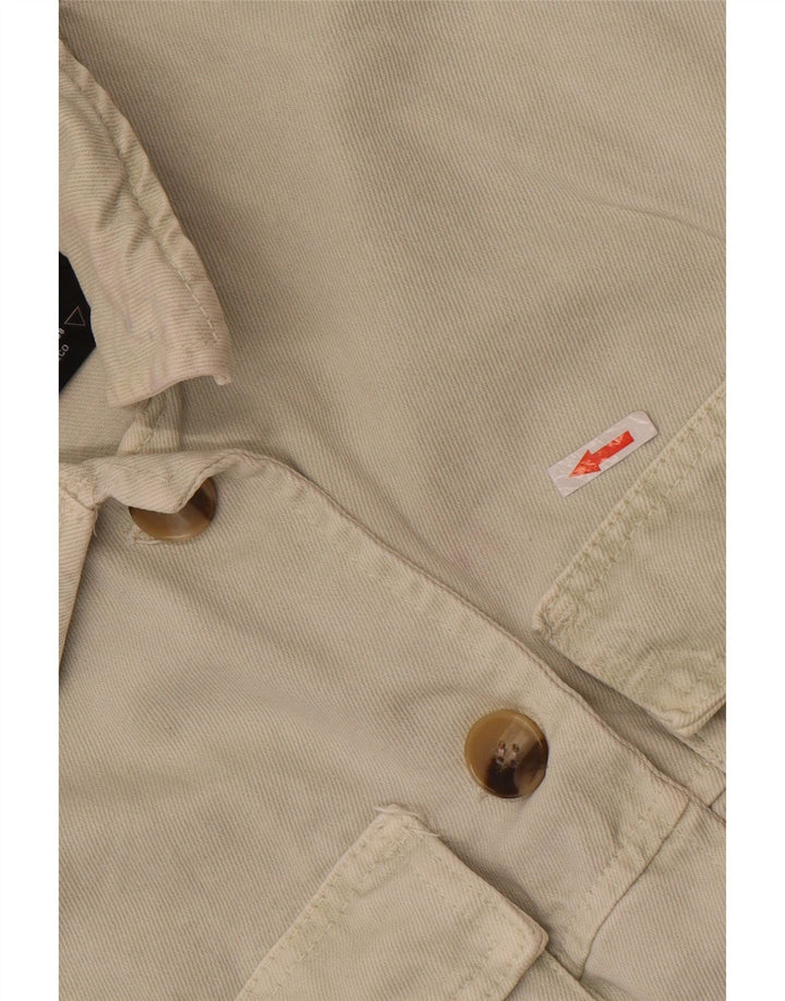Zara Womens Crop Denim Jacket UK 10 Small Off White Bomuld