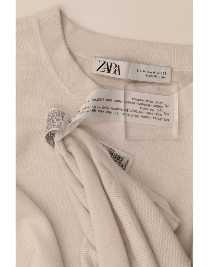 ZARA Womens Crop Vest Tank Top UK 12 Medium Off White Viscose Vintage Zara and Second-Hand Zara from Messina Hembry 