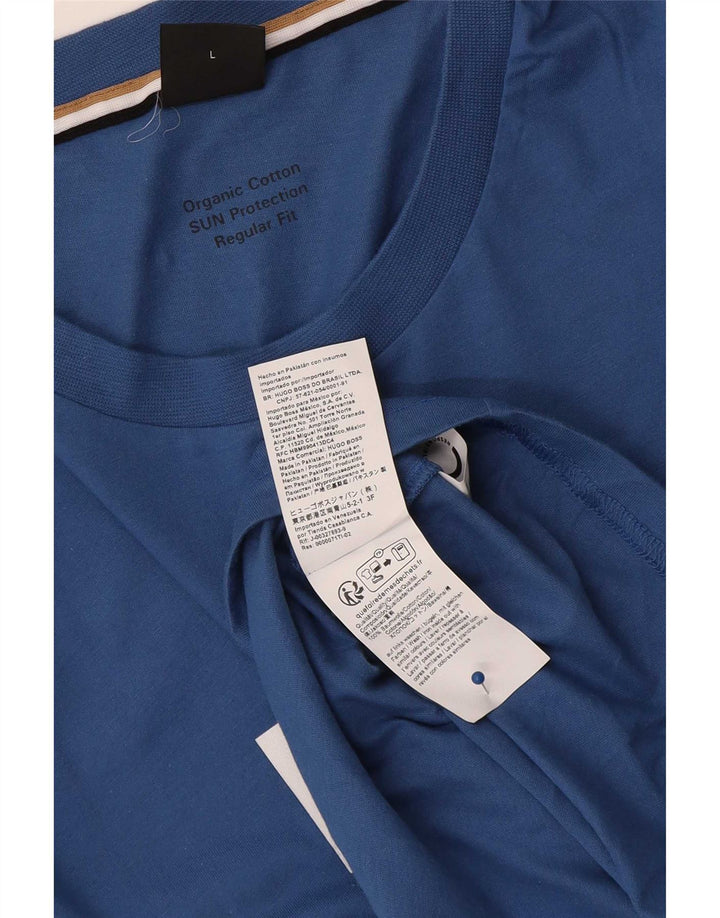 Hugo Boss Herre Regular Fit Grafisk T-Shirt Top Stor Blå Bomuld