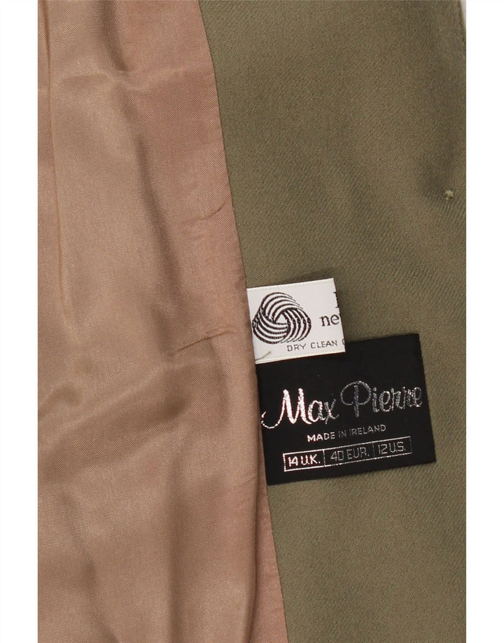 MAX PIERRE Womens 2 Button Blazer Jacket UK 14 Large Khaki New Wool Vintage Max Pierre and Second-Hand Max Pierre from Messina Hembry 