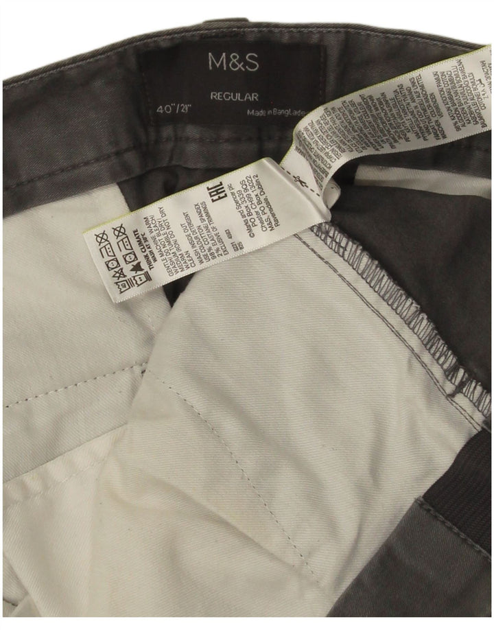 Marks & Spencer Herre Regular Chino Bukser W40 L29 Grå Bomuld