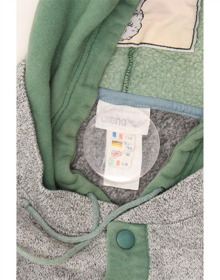 ARENA Womens Button Neck Hoodie Jumper UK 14 Medium Grey Colourblock Vintage Arena and Second-Hand Arena from Messina Hembry 
