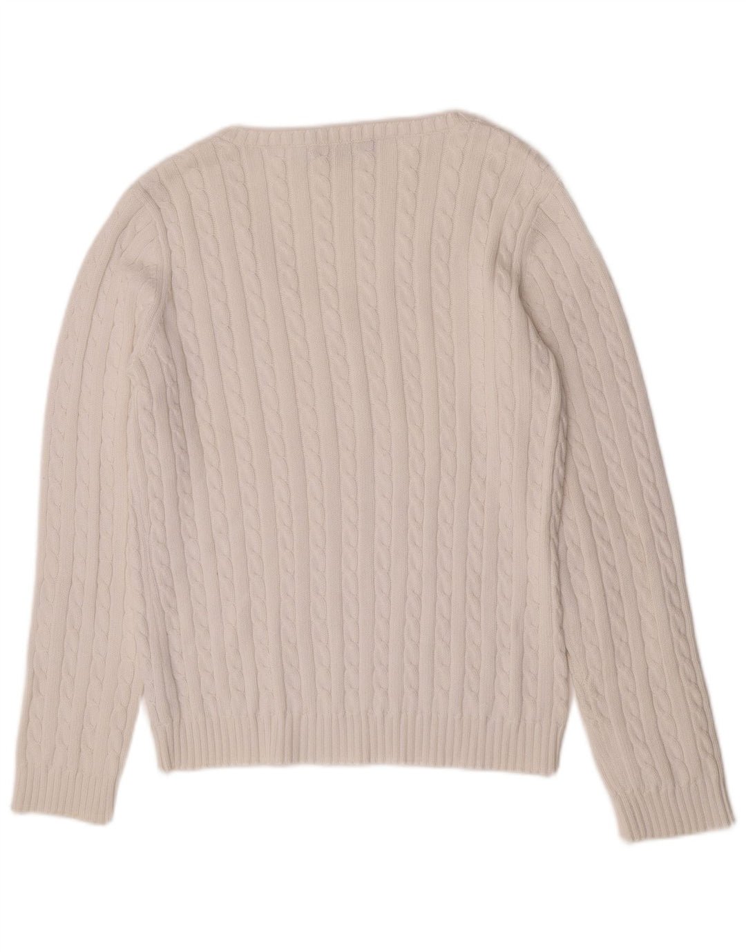 Ralph Lauren Dame V-hals sweater UK 16 Stor hvid bomuld