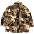 Vintage Dame imiteret Pelsjakke UK 18 XL Beige Patchwork