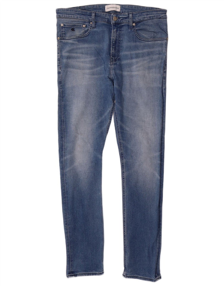 Calvin Klein Herre Skinny Jeans W34 L32 Blå Bomuld