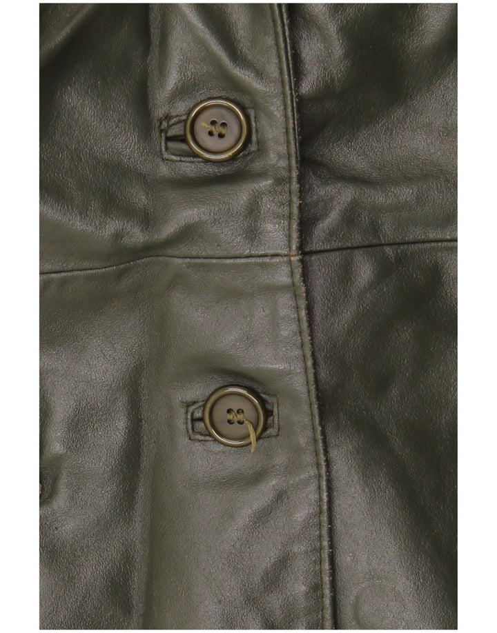 Vintage læderfrakke til kvinder UK 14 Medium Khaki Læder
