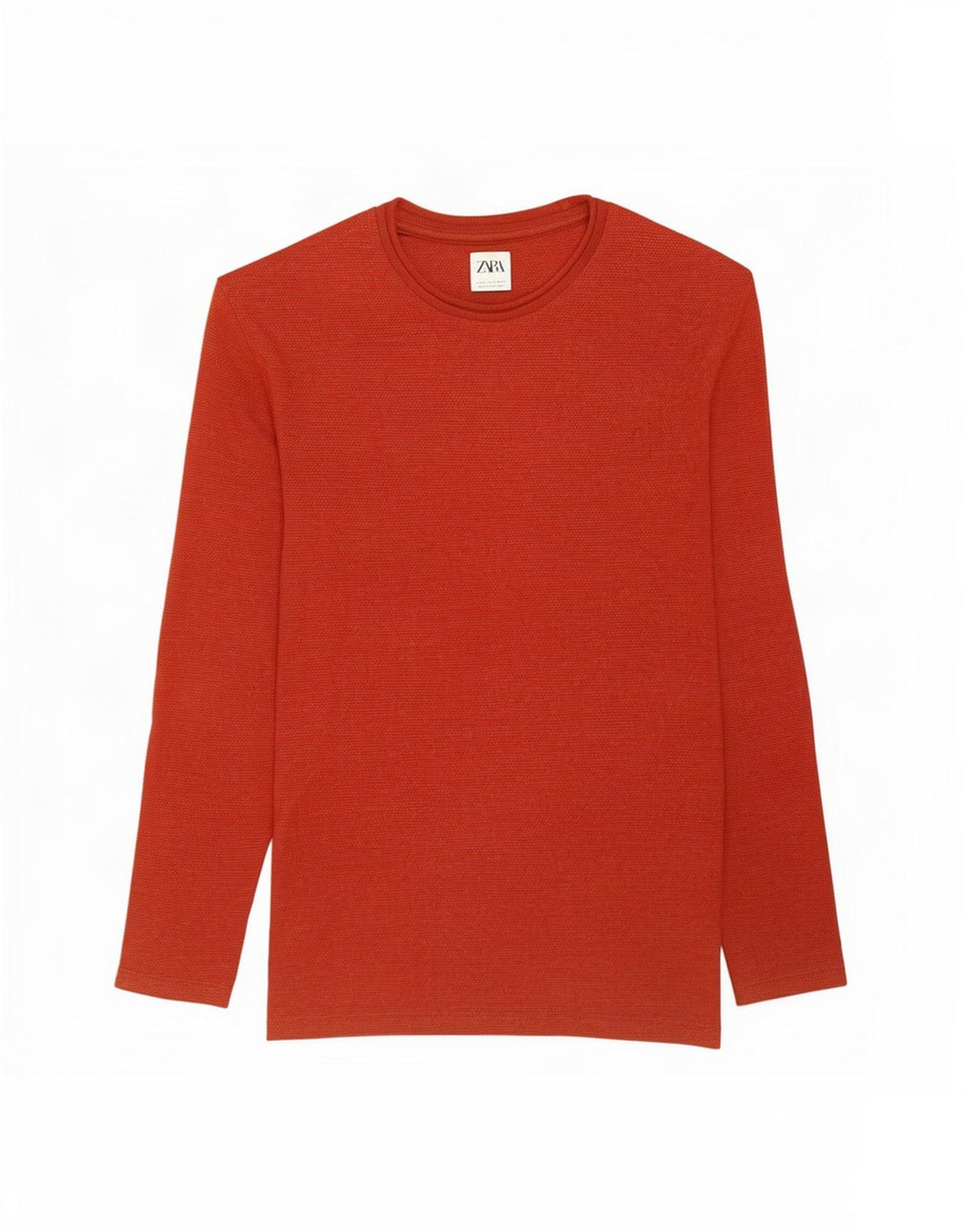 Zara Herre sweater med rund hals, medium rød bomuld